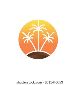 Modern Simple Beach and Sunset Logo Icon Vector Design Template Isolated.