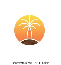 Modern Simple Beach and Sunset Logo Icon Vector Design Template Isolated.