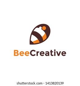 modern simple bee creative logo design 