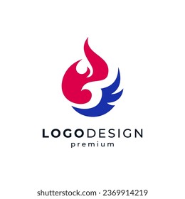 modern and simple bird with fire for business, finance or brand identity logo design
