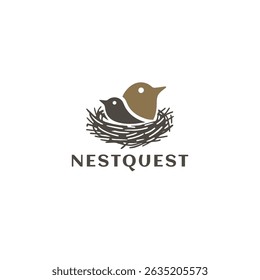 Modern simple bird's nest logo design, bird house logo vector illustration