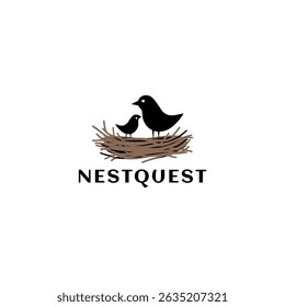 Modern simple bird's nest logo design, bird house logo vector illustration