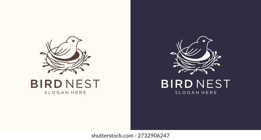 Modern simple bird's nest logo design, bird house logo vector illustration