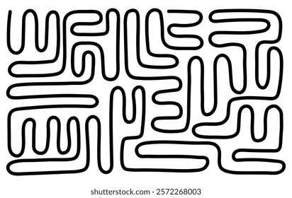 modern simple black line pattern, Memphis shape geometric maze background design, liquid elements