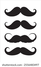 Modern Simple Black Moustache Icon in Vector