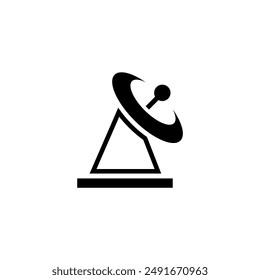 Ilustración vectorial moderna y sencilla de antena parabólica negra.