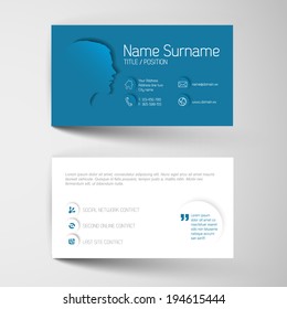 Modern simple blue business card template with flat user interface