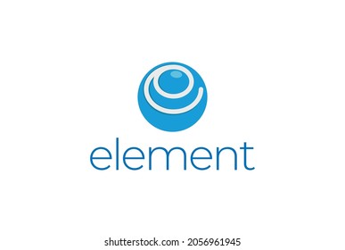 Moderna letra azul simple E para el vector de diseño del logotipo molécula de elemento