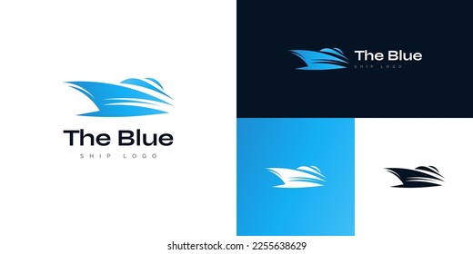 Logotipo de barco azul moderno y sencillo. Logotipo o icono del barco