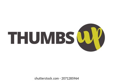 Modern, simple, bold typographic design of a saying "Thumbs Up" in grey and yellow colors. Cool, urban, trendy and vibrant graphic vector art