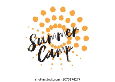 Diseño tipográfico moderno, simple y audaz de un dicho "Campamento de Verano" en colores amarillo y negro. Arte vectorial gráfico fresco, urbano, moderno y vibrante