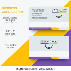 Modern and simple business card design Modern presentation card with company logo Vector business card template Visiting card for business and personal use Vector illustration design