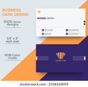 Modern and simple business card design Modern presentation card with company logo Vector business card template Visiting card for business and personal use Vector illustration design