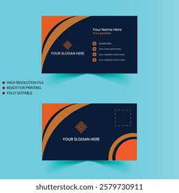 Modern and simple business card design with orange and dark black color