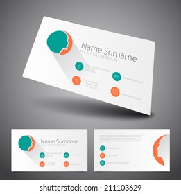 Modern simple business card, flat UI, vector template