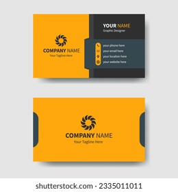 Modern simple Business Card Orenge and Gray mixed color minimal design. Professional Visiting Card Double sided flat Template. Corporate Stationery Design  business card for business and personal use.