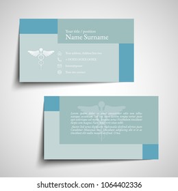 Modern simple business card set for physician. Vector illustration.