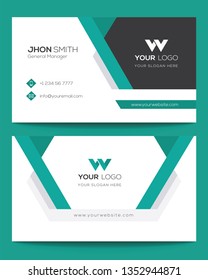 Modern simple business card set, template or visiting card. Vector illustration. - Vector