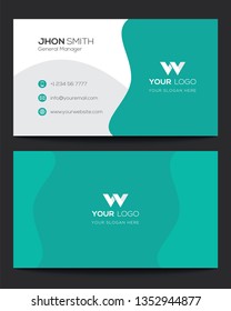 Modern simple business card set, template or visiting card. Vector illustration. - Vector