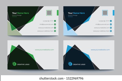 Modern simple business card set, template or visiting card with two colors  Vector illustration.