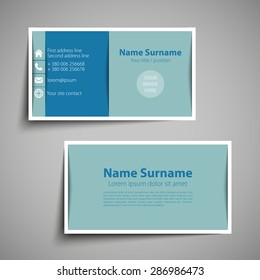 Modern simple business card set, template or visiting card. Vector illustration.