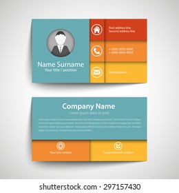 Modern simple business card set, template or visiting card. Vector illustration.