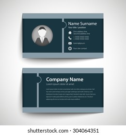 Modern simple business card set, template or visiting card. Vector illustration.
