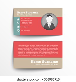 Modern simple business card set, template or visiting card. Vector illustration.