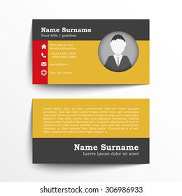 Modern simple business card set, template or visiting card. Vector illustration.