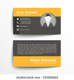 Modern simple business card set, template or visiting card. Vector illustration.