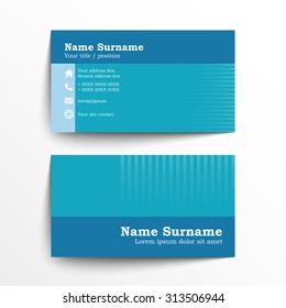 Modern simple business card set, template or visiting card. Vector illustration.
