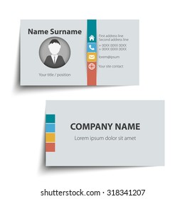 Modern simple business card set, template or visiting card. Vector illustration.