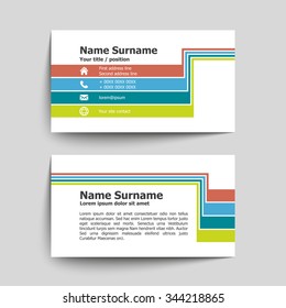 Modern simple business card set, template or visiting card. Vector illustration.