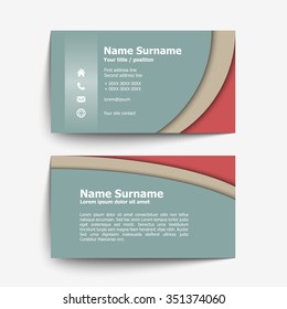 Modern simple business card set, template or visiting card. Vector illustration.