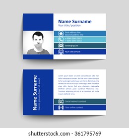 Modern simple business card set, template or visiting card. Vector illustration.