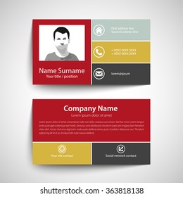 Modern simple business card set, template or visiting card. Vector illustration.