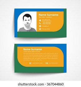 Modern simple business card set, template or visiting card. Vector illustration.