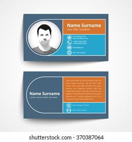 Modern simple business card set, template or visiting card. Vector illustration.