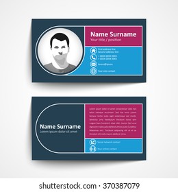 Modern simple business card set, template or visiting card. Vector illustration.