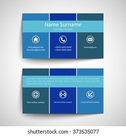 Modern simple business card set, template or visiting card. Vector illustration.