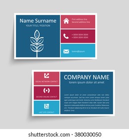Modern simple business card set, template or visiting card. Vector illustration.