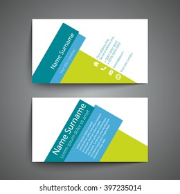 Modern simple business card set, template or visiting card. Vector illustration.