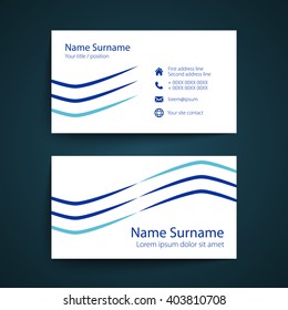 Modern simple business card set, template or visiting card. Vector illustration.