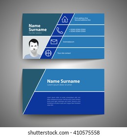 Modern simple business card set, template or visiting card. Vector illustration.