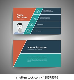 Modern simple business card set, template or visiting card. Vector illustration.