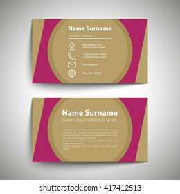 Modern simple business card set, template or visiting card. Vector illustration.