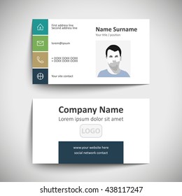 Modern simple business card set, template or visiting card. Vector illustration.