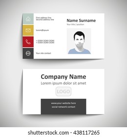 Modern simple business card set, template or visiting card. Vector illustration.
