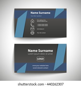 Modern simple business card set, template or visiting card. Vector illustration.