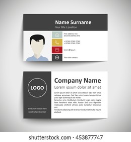 Modern simple business card set, template or visiting card. Vector illustration.
